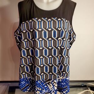 Geometric Patterned Sleeveless Top 2X